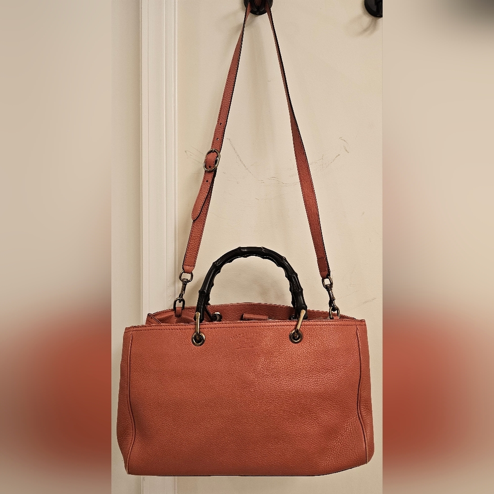 Gucci Coral Bamboo Handle with Crossbody Strap